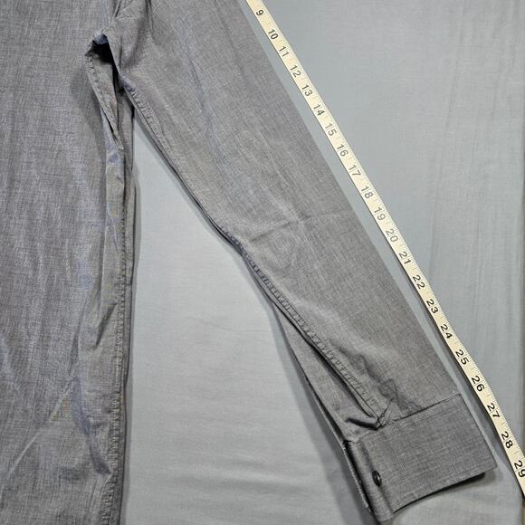 Gap Gray Shirt Stretch Slim Fit Button Up Classic Long Sleeves Mens Size XL Tall - Picture 7 of 8